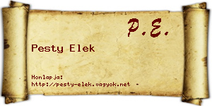 Pesty Elek névjegykártya